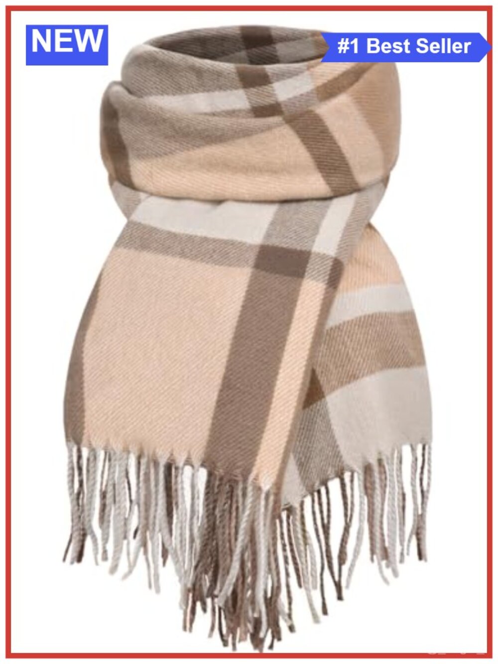 Plaid Blanket Scarf Shawl Wrap with Tassels 79x27.5 Inch Polyester